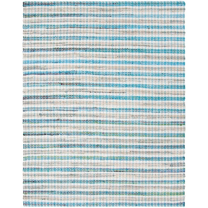 SAFAVIEH Handmade Flatweave Montauk Hermanda Casual Cotton Rug - 8' x 10' - Aqua/Multi