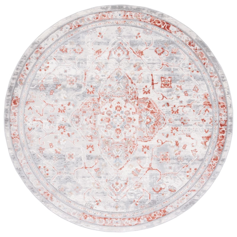 SAFAVIEH Shivan Pervin Vintage Oriental Medallion Rug - 6'7" Round - Ivory/Rust