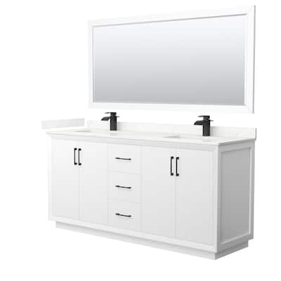 Strada 72-inch Double Vanity, Quartz Top, 70-inch Mirror