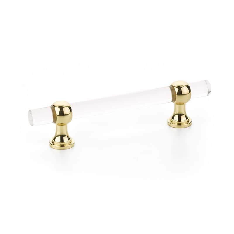 Schaub and Company Lumiere 4" Euro Modern Acrylic Bar Cabinet Handle - Polished Brass