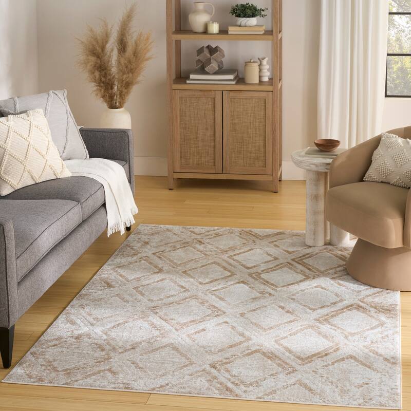 Nourison Dekor Indoor only Diamond Area Rug - Ivory/Beige - 4' x 6'