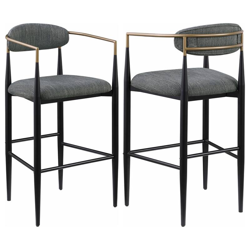 Tina Fabric Upholstered Metal Armrests Chairs (Set of 2) - Dark Grey - Bar Height