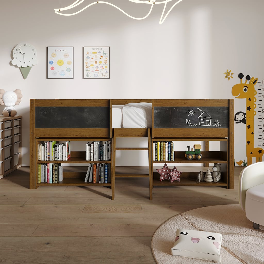 CraftPorch Modern Twin Loft Bed with Storage Rack