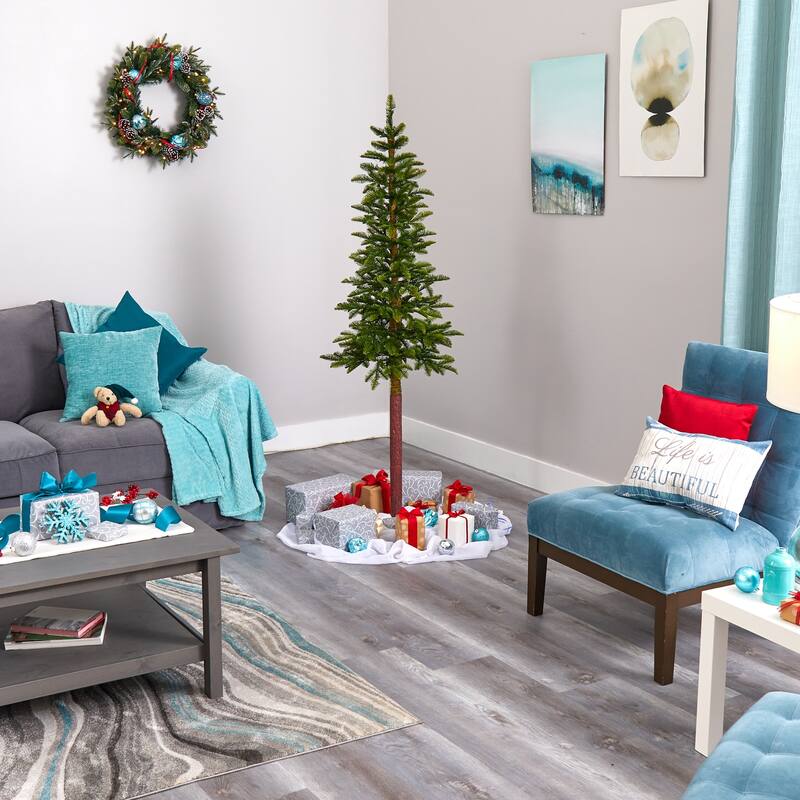 6ft. Alpine Artificial Christmas Tree with 100 Clear Microdot Multifunction LED Lights - Minimalist Festive X-Mas Tree