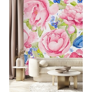 Brightly Pink Flowers Wallpaper Peel and Stick and Prepasted - Bed Bath ...