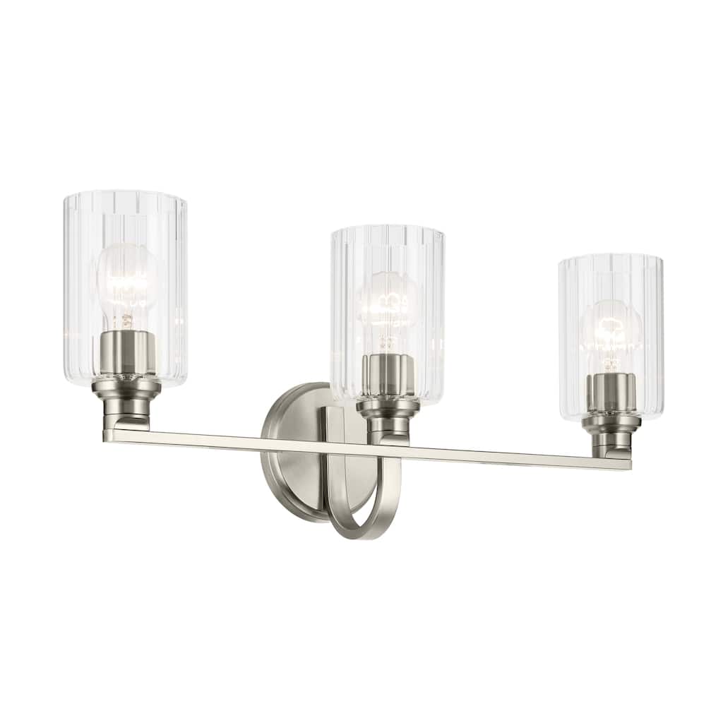 Kichler Lighting Gioe 24.25" 3-Light Vanity Light with Clear Fluted Glass in Brushed Nickel