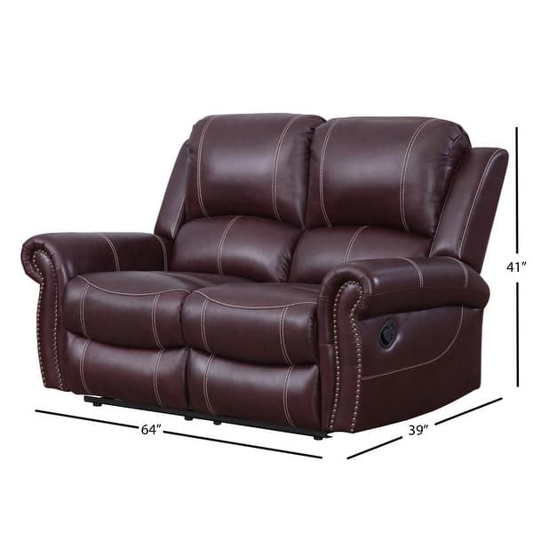 Shop Abbyson Winston Burgundy Top Grain Leather Reclining Loveseat Overstock 22872827