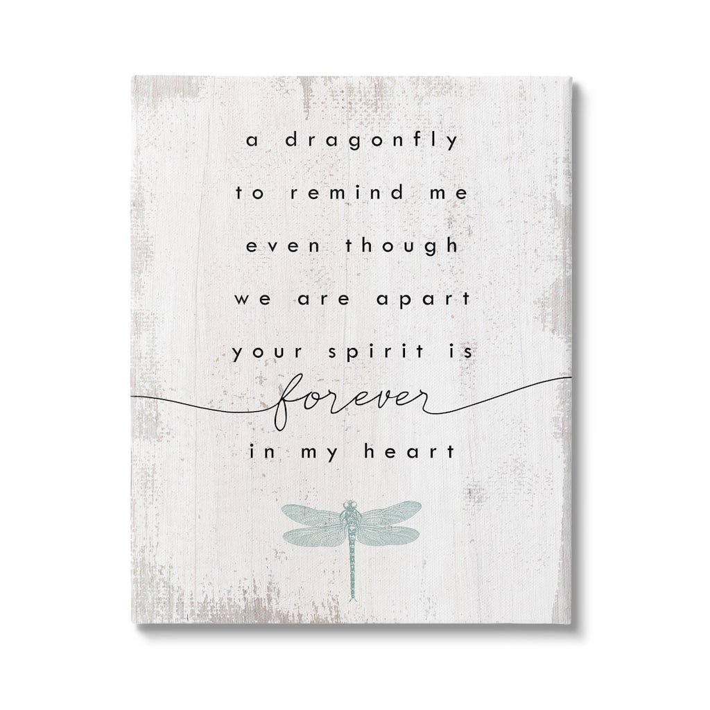 Stupell Dragonfly to Remind Me Grieving Inspirational Insect Phrase Canvas Wall Art - Black