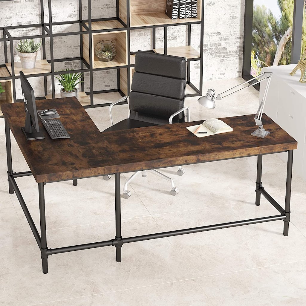 Tribesigns L-Shaped Desk, 67 inch Industrial Corner Computer Office Desk