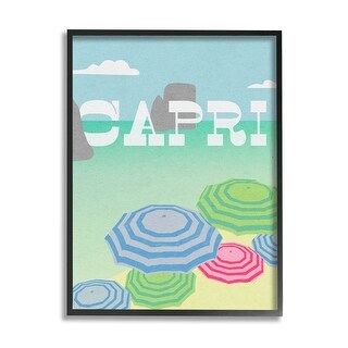 Stupell Capri Beach Shore Umbrellas Framed Giclee Art, Design by Lil ...