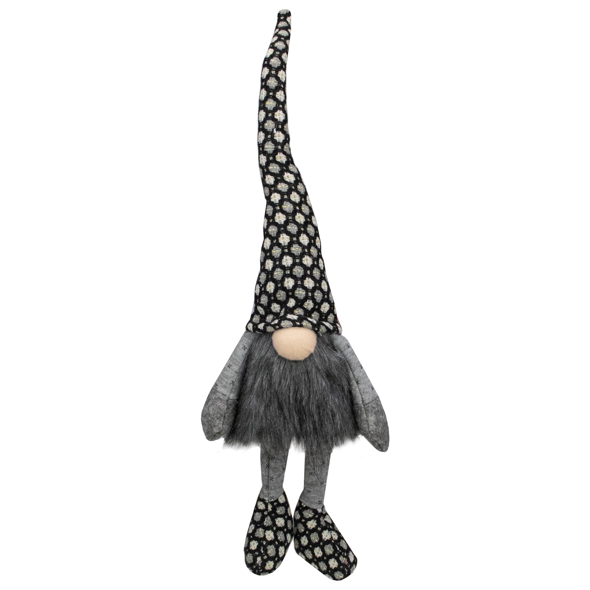 18" Gray and Black Sitting Tabletop Gnome Christmas Decoration