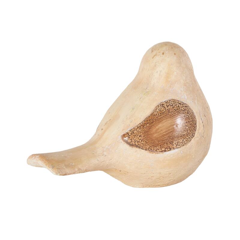 Magnesium Oxide Bird Sitting Garden Sculpture with Brown Accents - Cream - Roche River Decor