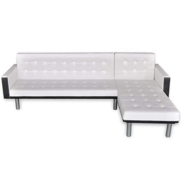 Vidaxl L Shaped Sofa Bed Artificial Leather White And Black Overstock 18965689