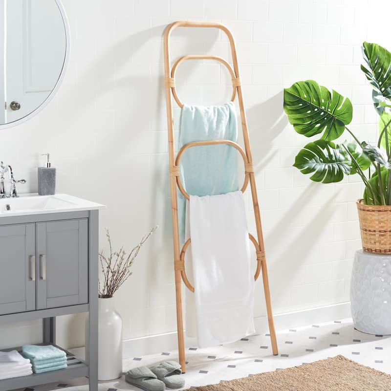 SAFAVIEH Home Collection Keita 3 Tier Towel Hanger - 26" W x 1" D x 67" H - Natural