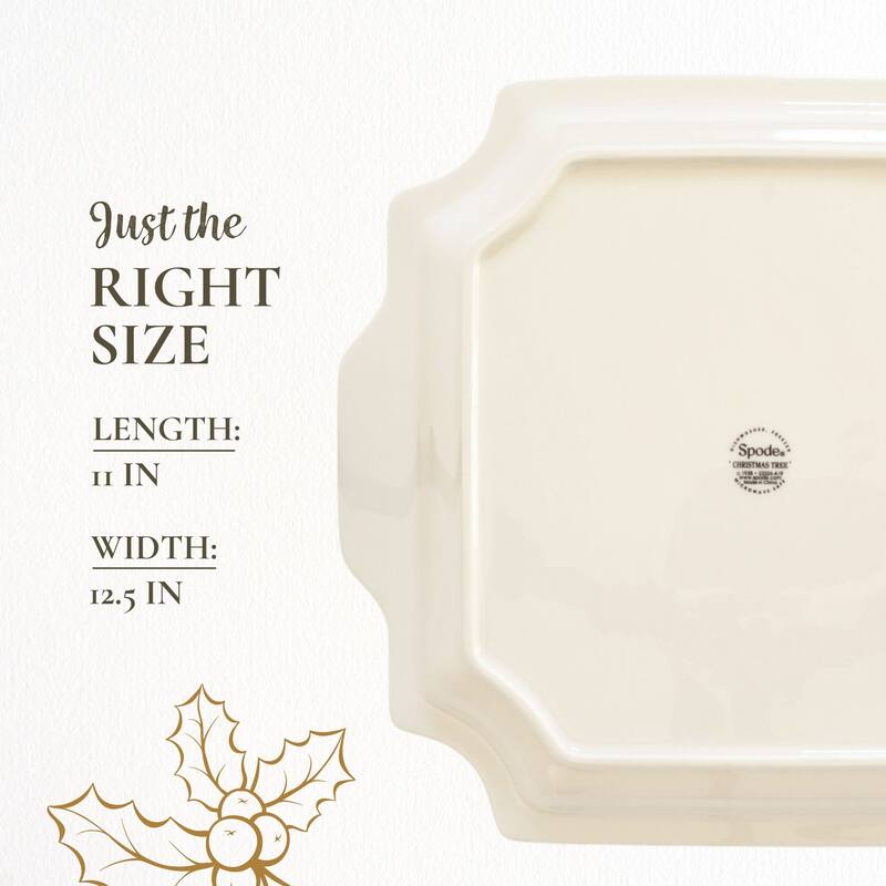 Spode Christmas Tree Square Handled Platter - 12.5 in