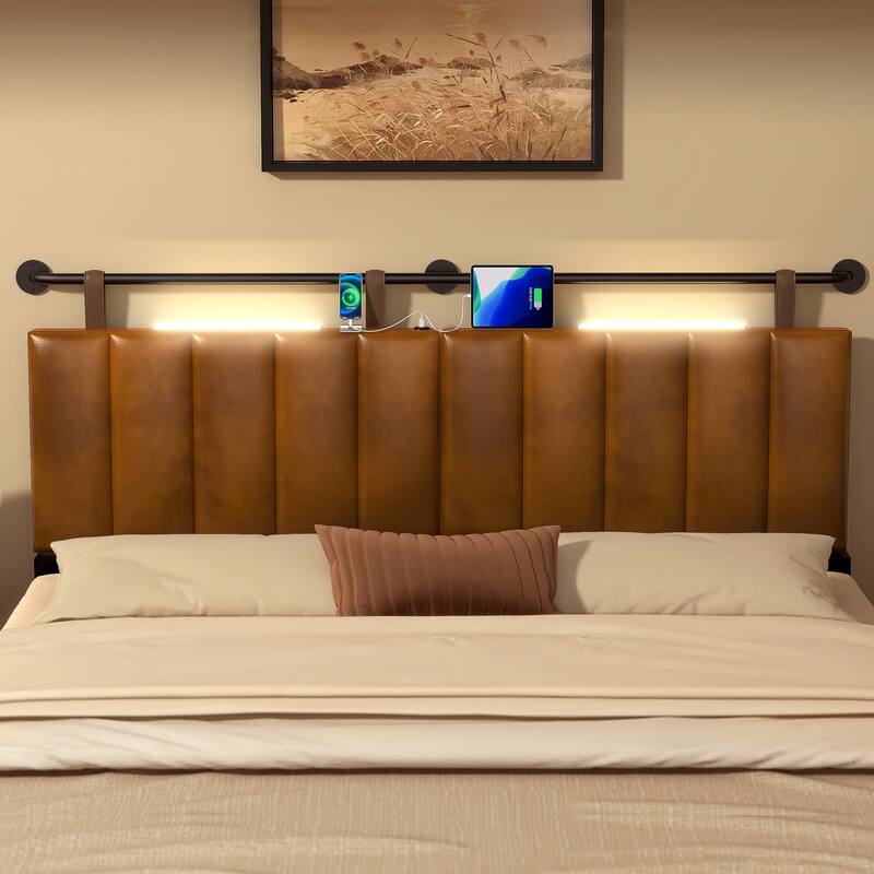 Wayna USB and Light Large Headboard Height Adjustable