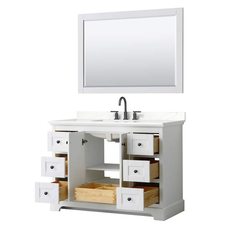 Avery 48-inch Single Vanity, Quartz Top, 46-inch Mirror