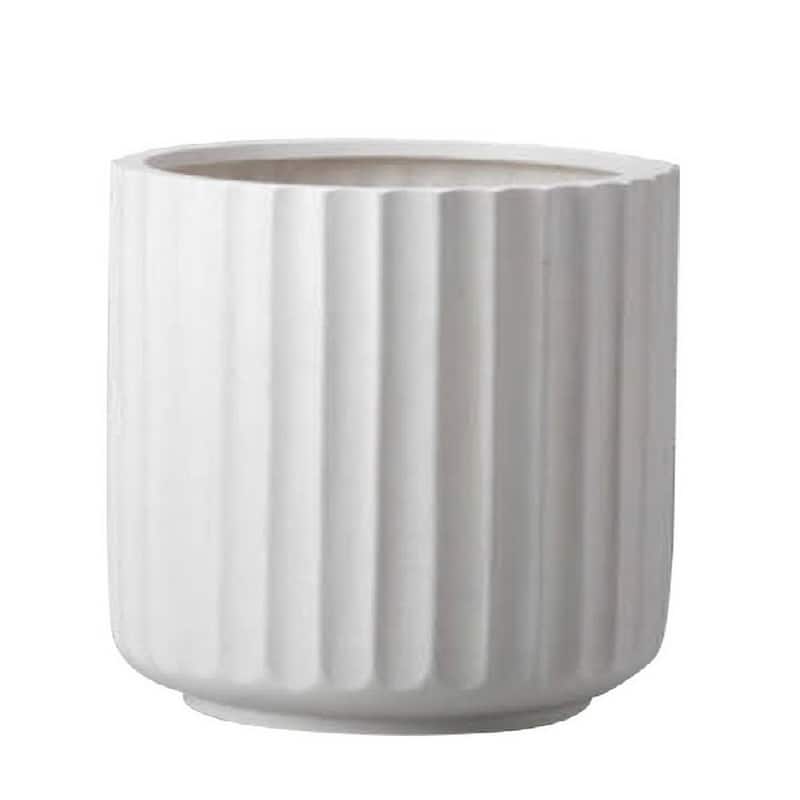 DreamPatio Garland Fiberstone Planter - 11.5"diax10.5"H - White