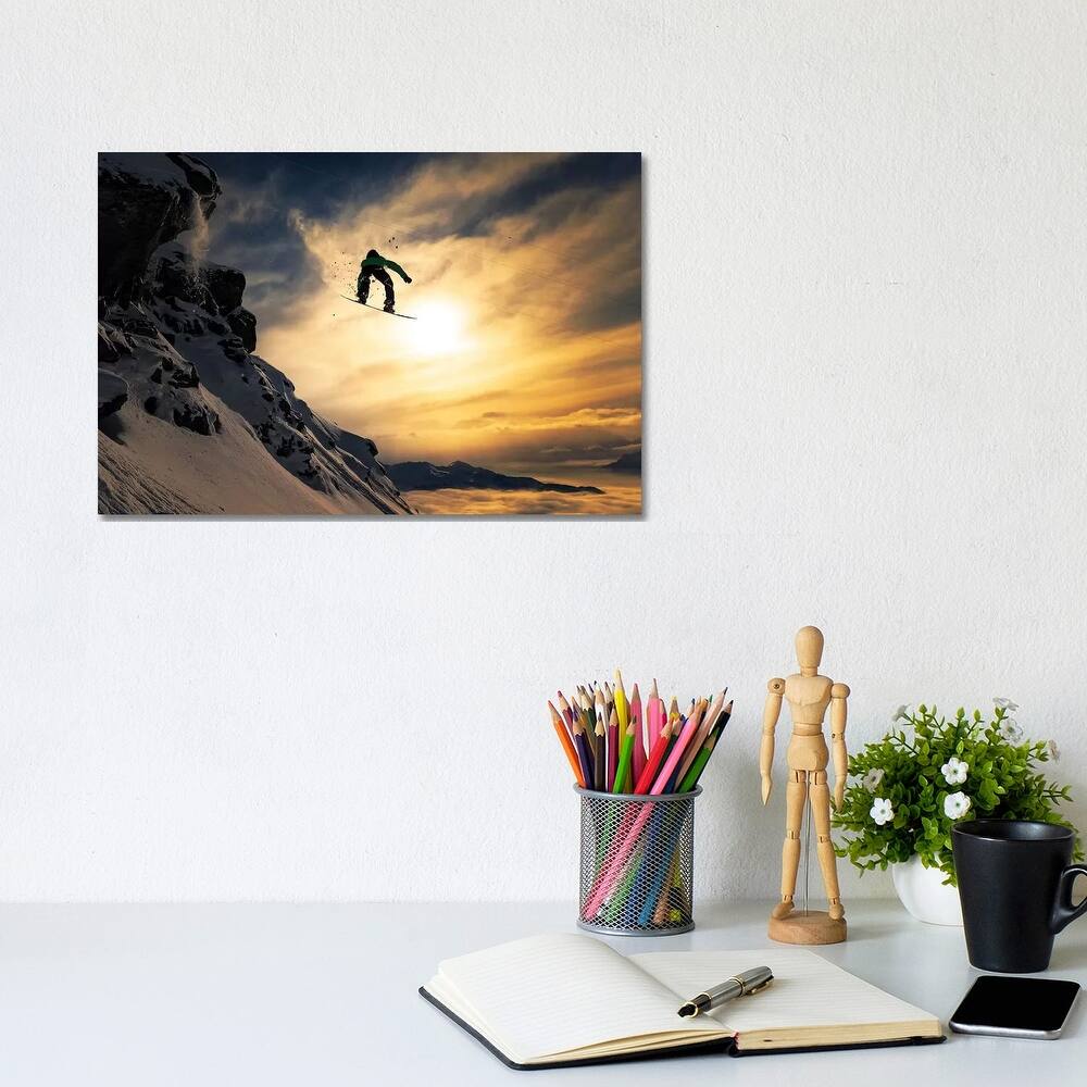iCanvas "Sunset Snowboarding" by Jakob Sanne Canvas Print