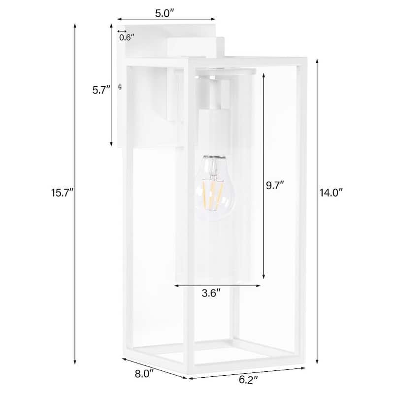 2 Pack Metal 1-Light Clear Glass Outdoor Wall Sconce Light