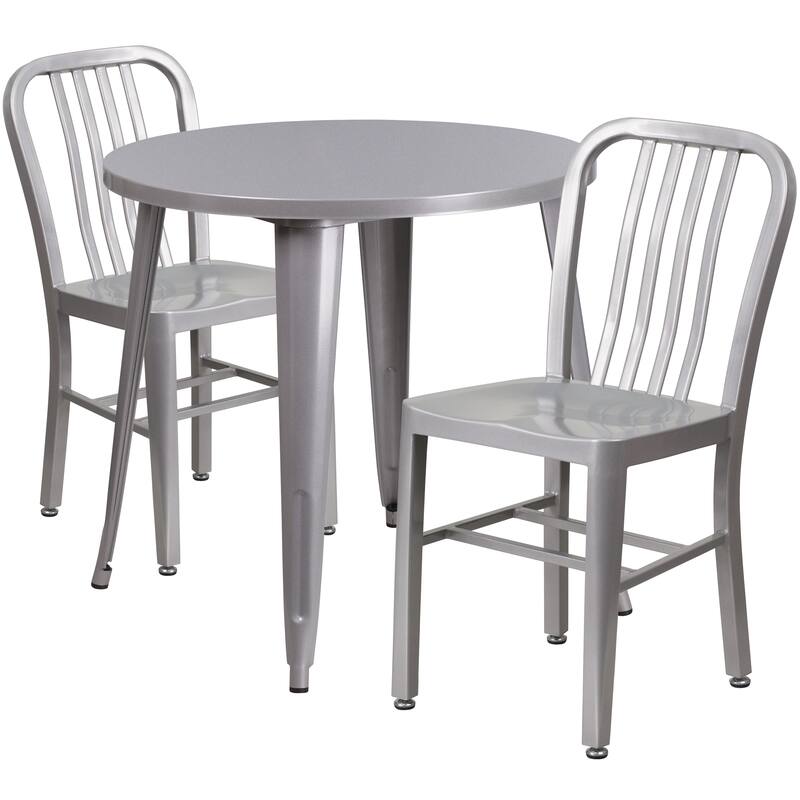 30-inch Round Indoor/ Outdoor 3-piece Metal Table and Chairs Set