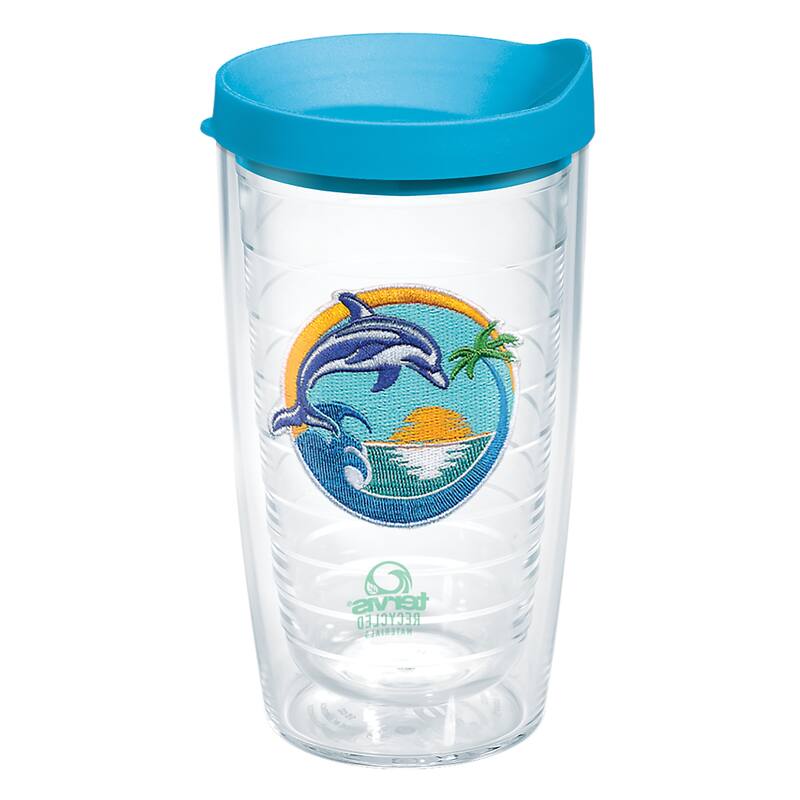 Tervis Recycled Dolphin Wave Made in USA Double Walled Insulated Travel Tumbler, Dolphin Wave - 16oz - 16oz