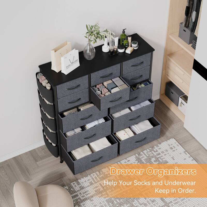 12 Drawer Dresser, Storage Organizer Unit with Fabric