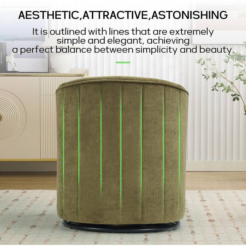 Swivel Accent Chair , 360 Degree Club Chair with Ottoman Set, Fabric Barrel Reading Chairs for Living Room Bedroom