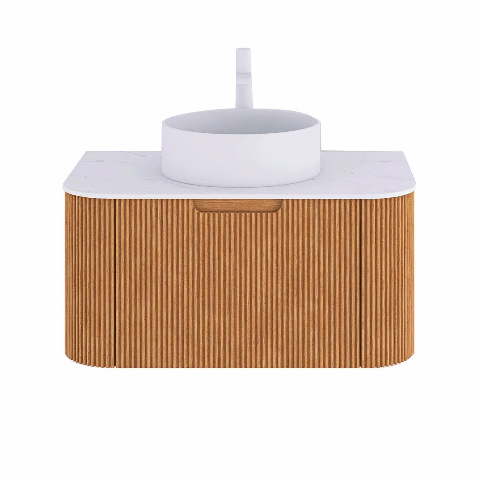 Wall-Mounted Bathroom Vanity with White Round Ceramic Sink