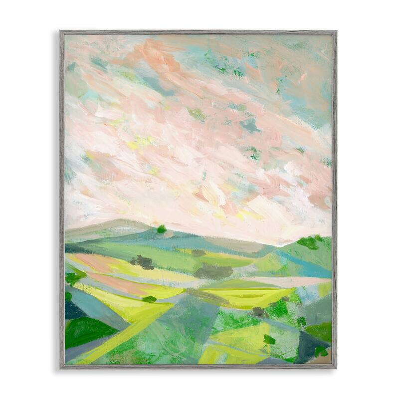 Stupell Vibrant Green Hills Landscape Framed Giclee Art Design By Ashley Davis - 11 x 14 - Grey