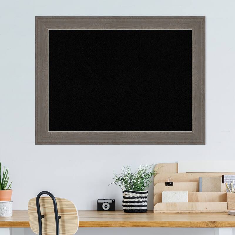 Alta Brown Grey Framed Black Corkboard Bulletin Board, Organization Board, Pin Board