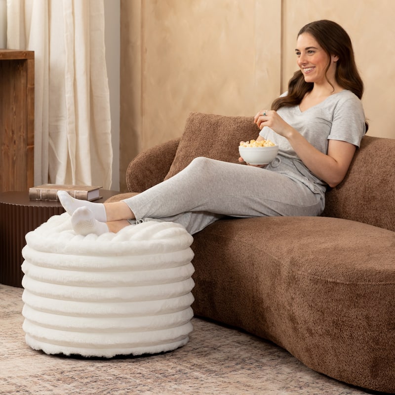 Jaxx Paran Pouf - Fluffy Faux Fur Ottoman for Modern Interior Design