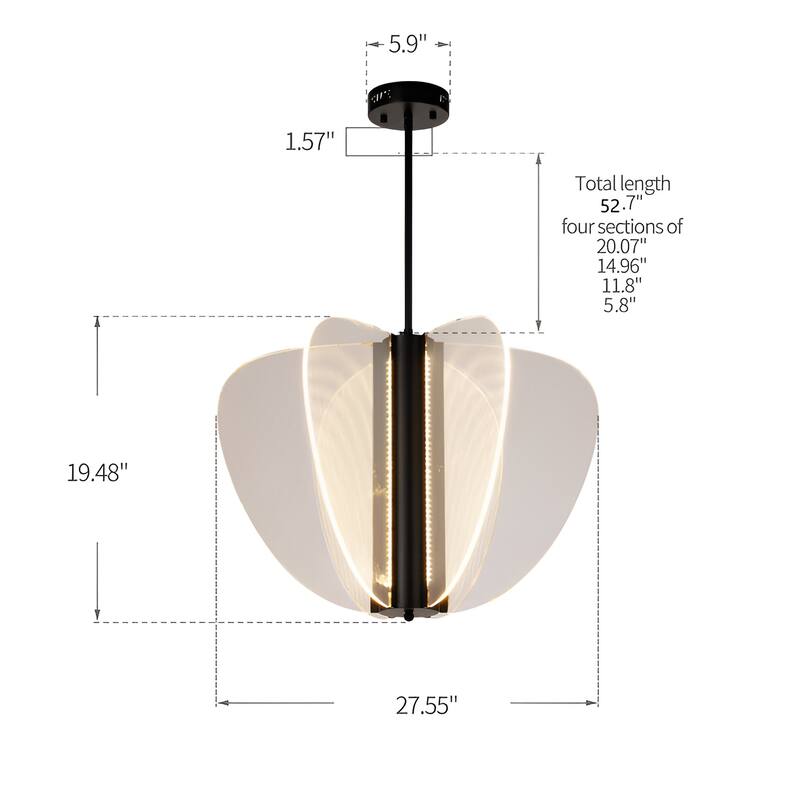 Acrylic LED Panel Butterfly Chandelier - High end Luxury Lamp