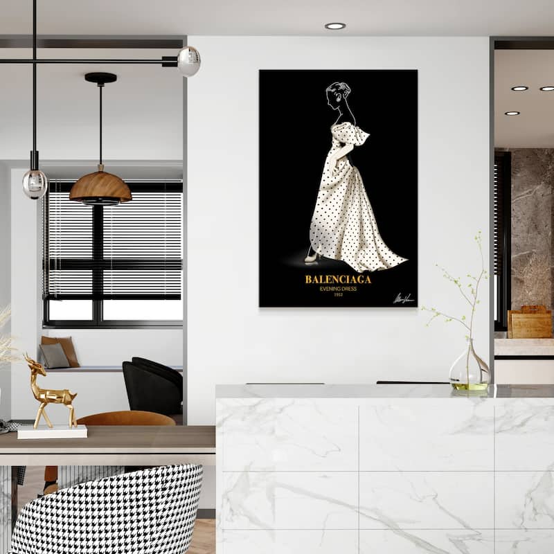 "B Fashion white look" Frameless Free Floating Reverse Printed Tempered Glass Wall Art
