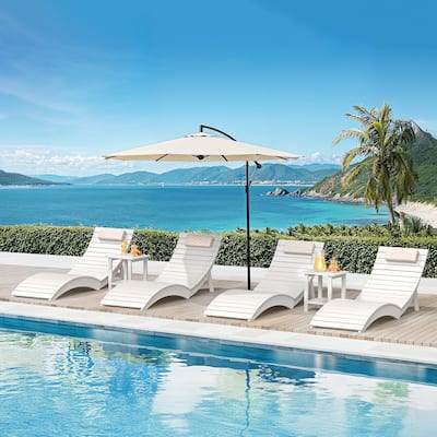 Set of 4 Weather-Resistant Folding Patio Pool Chaise Lounge Chairs