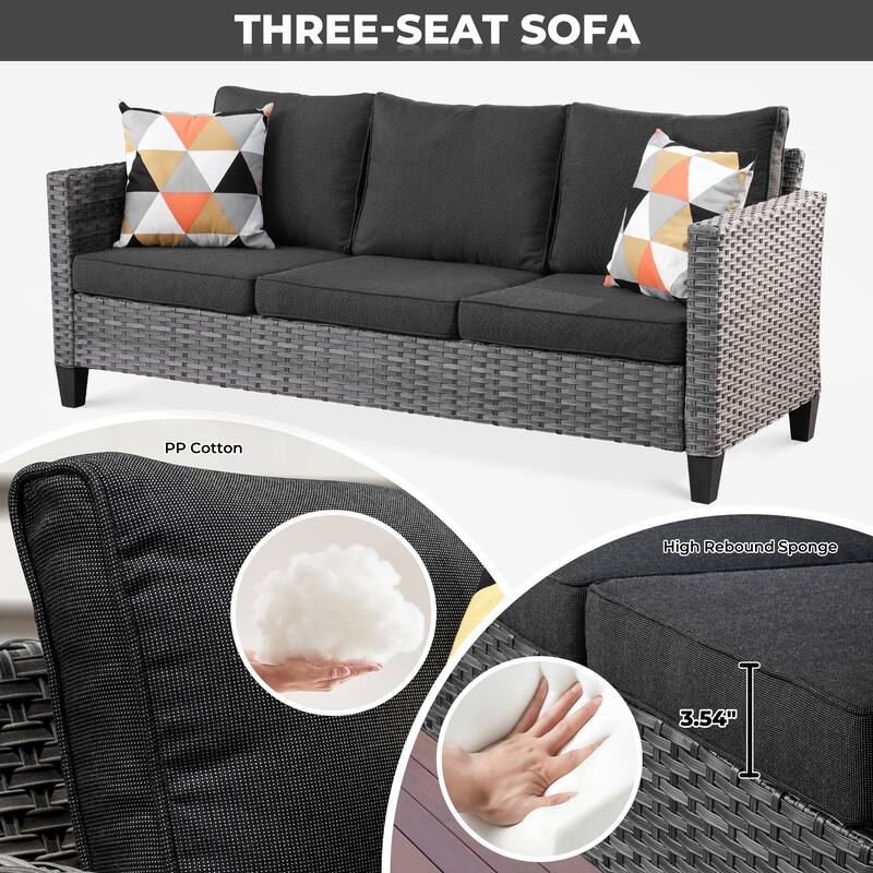 OVIOS 6-piece Patio Furniture Outdoor Wicker Set With Cozy Rectangle Fire Table