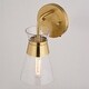 preview thumbnail 10 of 9, Harper Natural Brass Gold Bathroom Vanity Lighting Fixture, Clear Glass Shade, Dimmable, LED Compatible, Wall Mount Sconce