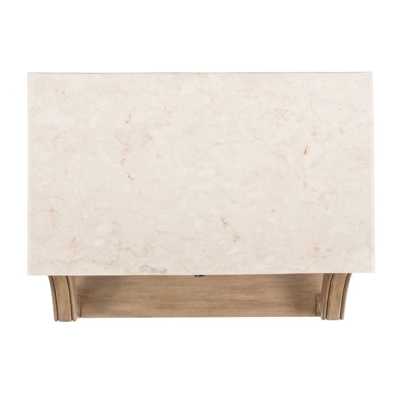 Mabel Genuine Marble and Wood 1-Drawer Nightstand
