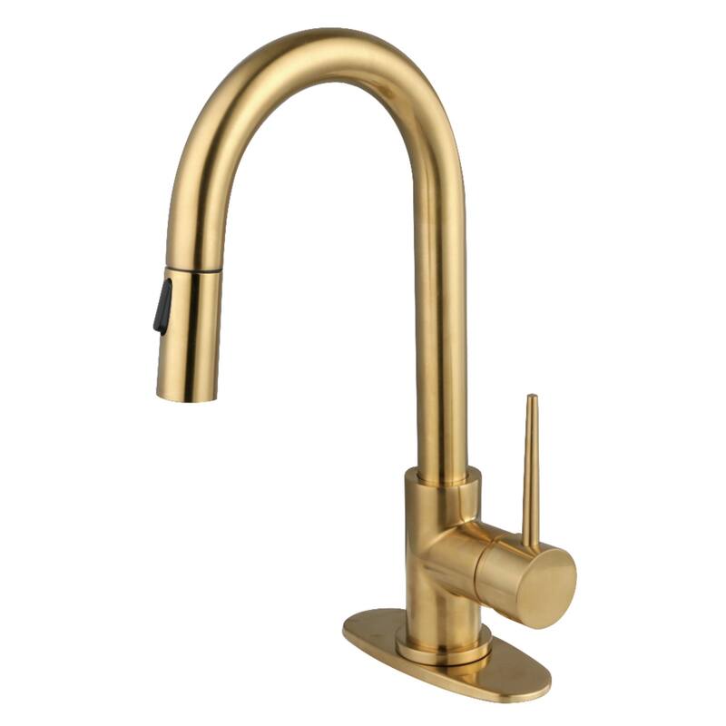 Kingston Brass Essex Double-Handle Wall-Mount Pre-Rinse Bridge Kitchen Faucet - Brushed Brass