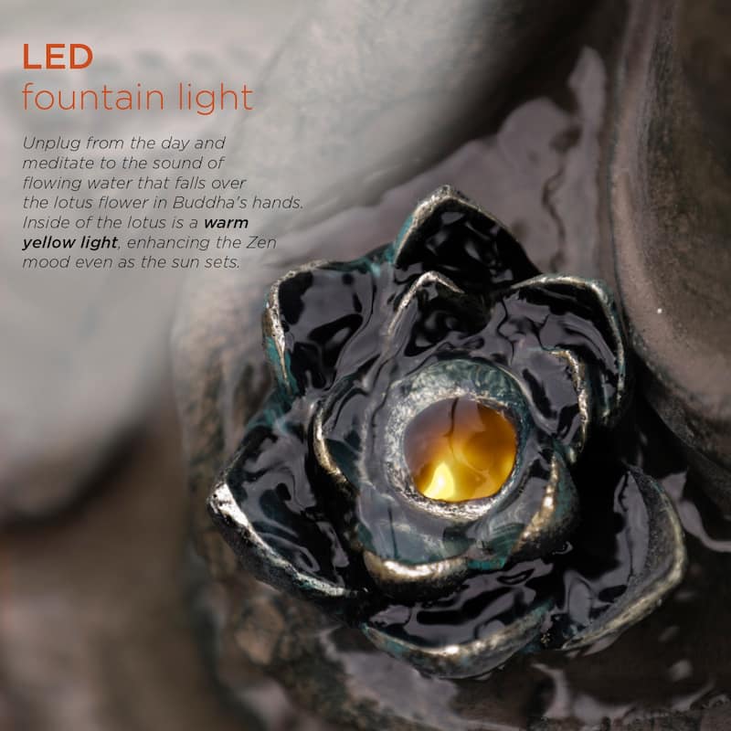 Tabletop Buddha Water Feature with LED light