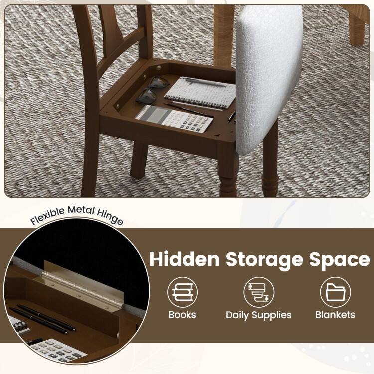 Set of 2 Kitchen Dining Chair with Linen Fabric and Storage Space - 18" x 20.5" x 36" (L x W x H)