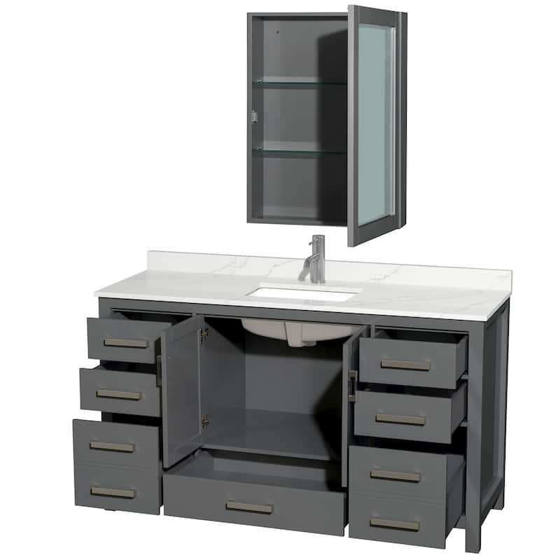 Wyndham Collection WCS141460S-QTZ-UNSMED Sheffield 60" Free Standing