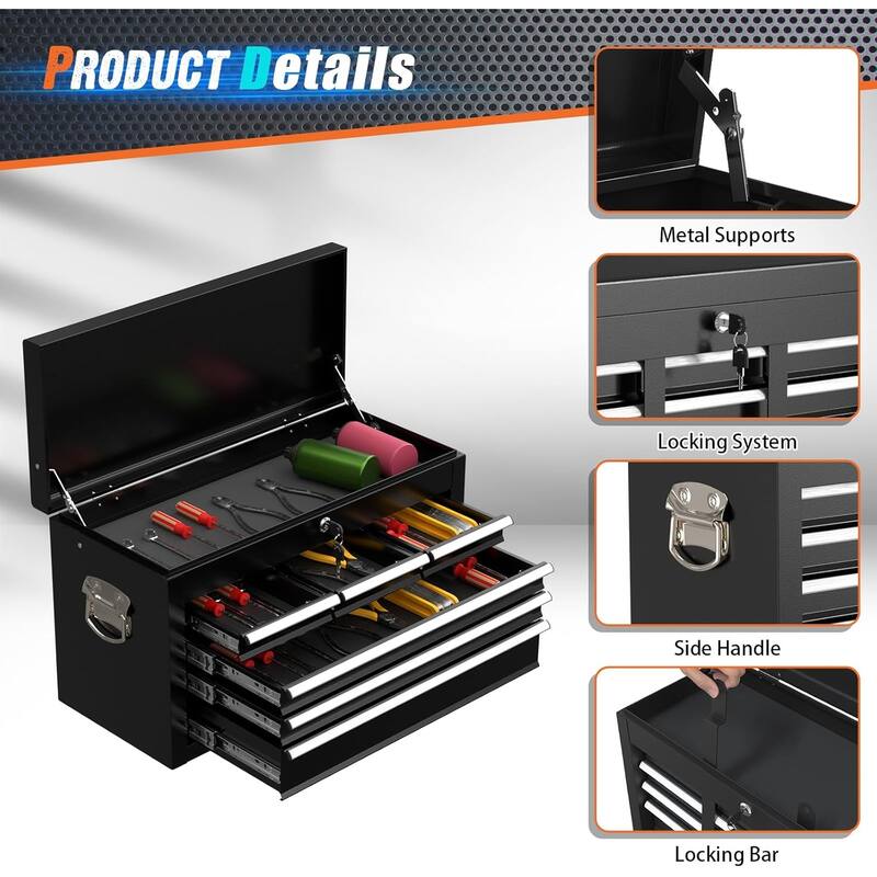 8-Drawer Rolling Tool Storage Cabinet with Detachable Top Tool Box
