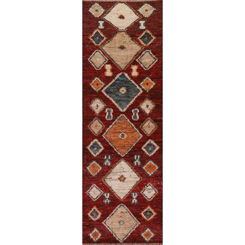 Geometric Contemporary Moroccan Runner Rug Hand-knotted Wool - 2'10" x 9'6"