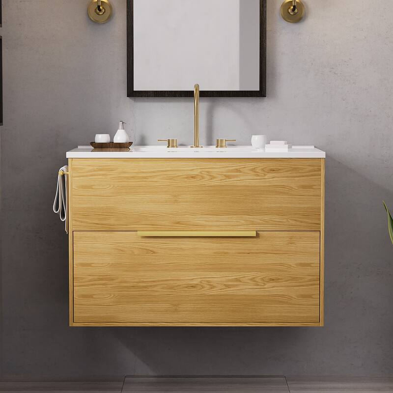 Stylish 36-Inch Bathroom Vanity with Sink and Hidden Side Cabinet for Modern Spaces - Log