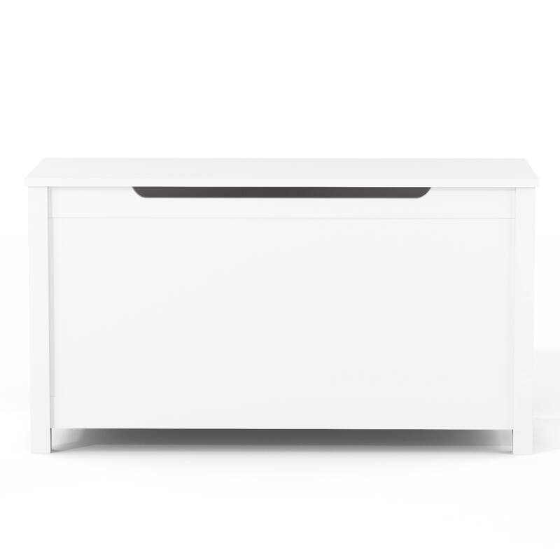 Kids Wooden Toy Box Storage with Safety Hinged Lid for Ages 3+