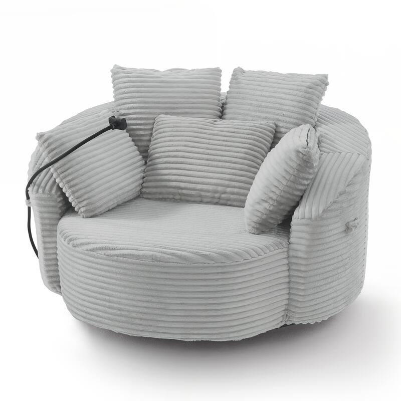 360° Swivel Chair Accent Barrel Chair Corduroy Round Sofa Chair