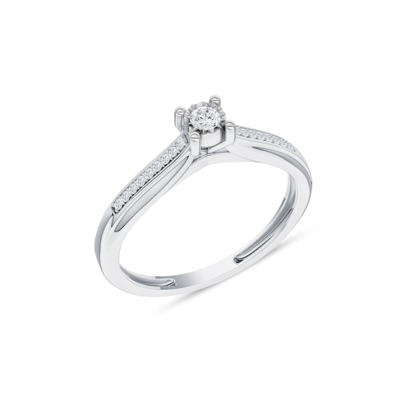 1/10ct TDW Solitaire Diamond Ring in 10K White Gold for Women