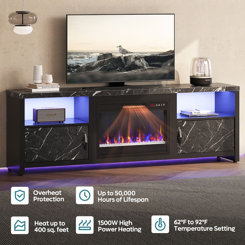 70" Fireplace TV Stand with LED lights Entertainment Center - 71 inch
