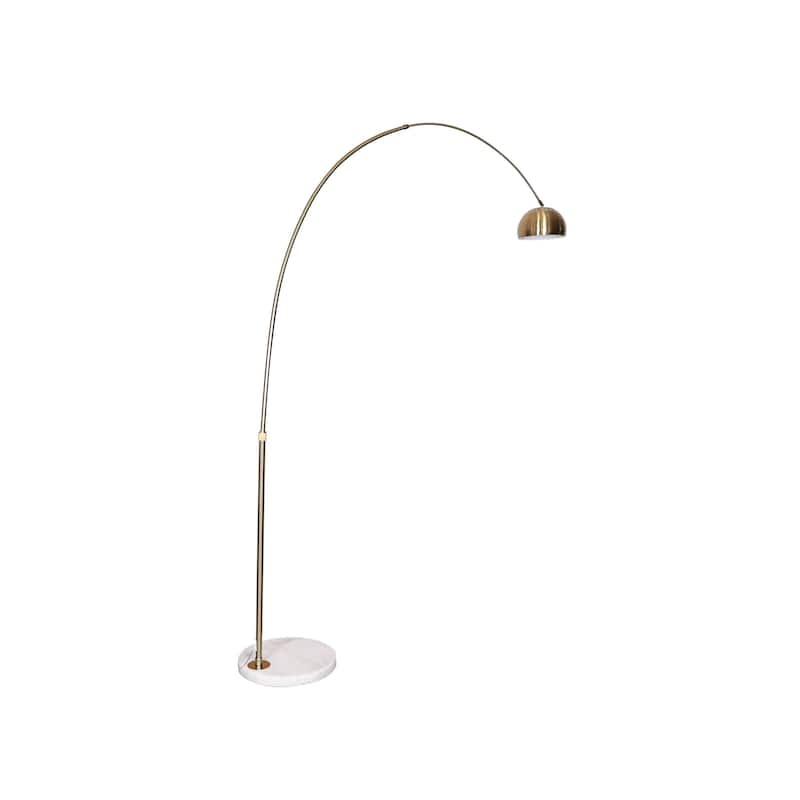Floor Lamp with White Marble Base and Metal Lamp Shade Arco Collection - 76"